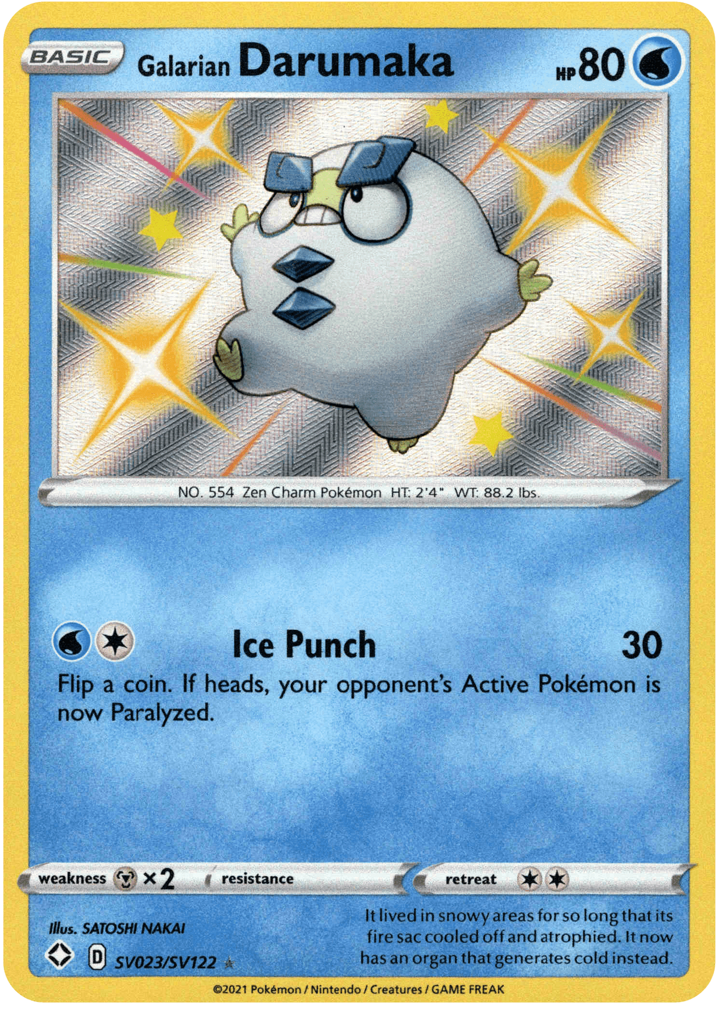 (023/122) Galarian Darumaka - Shining Fates Holo - Card Croc
