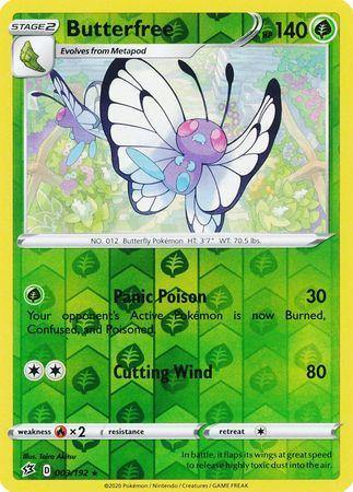 (003/192) Butterfree Rare Reverse Holo - Rebel Clash - Card Croc