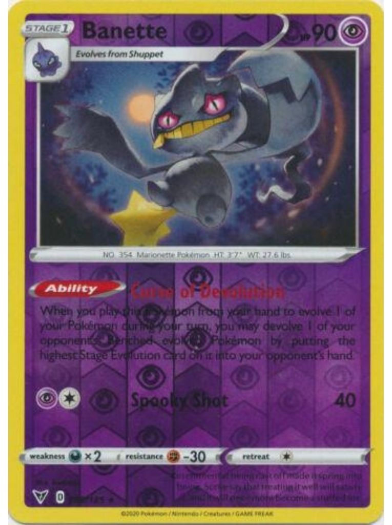 (068/185) Banette Rare Reverse Holo - Vivid Voltage - Card Croc