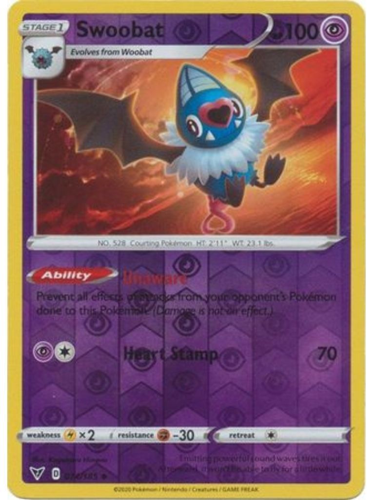 (074/185) Swoobat Uncommon Reverse Holo - Vivid Voltage - Card Croc