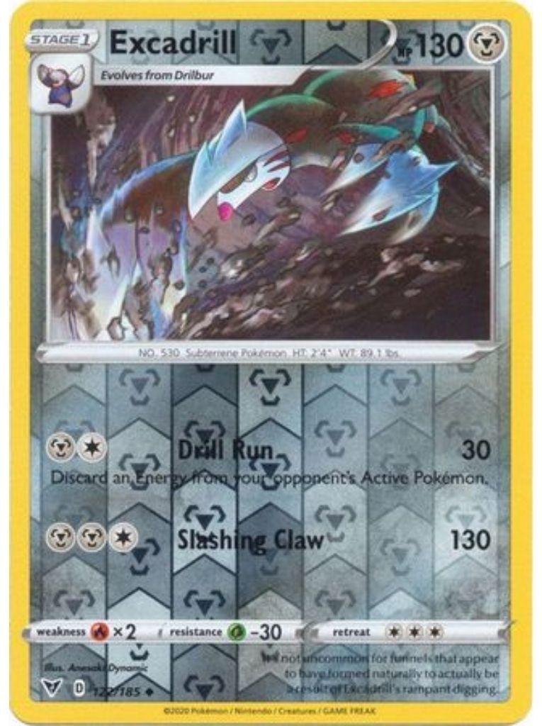 (122/185) Excadrill Uncommon Reverse Holo - Vivid Voltage - Card Croc