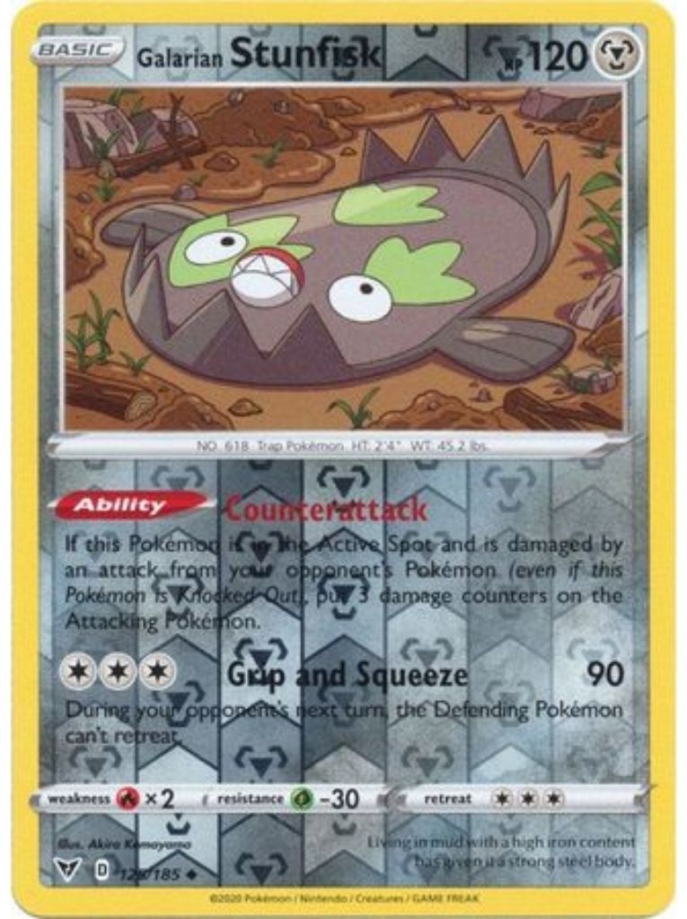 (125/185) Galarian Stunfisk Uncommon Reverse Holo - Vivid Voltage - Card Croc