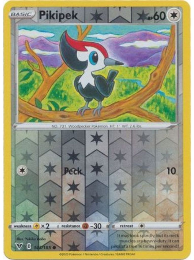 (143/185) Pikipek Common Reverse Holo - Vivid Voltage - Card Croc