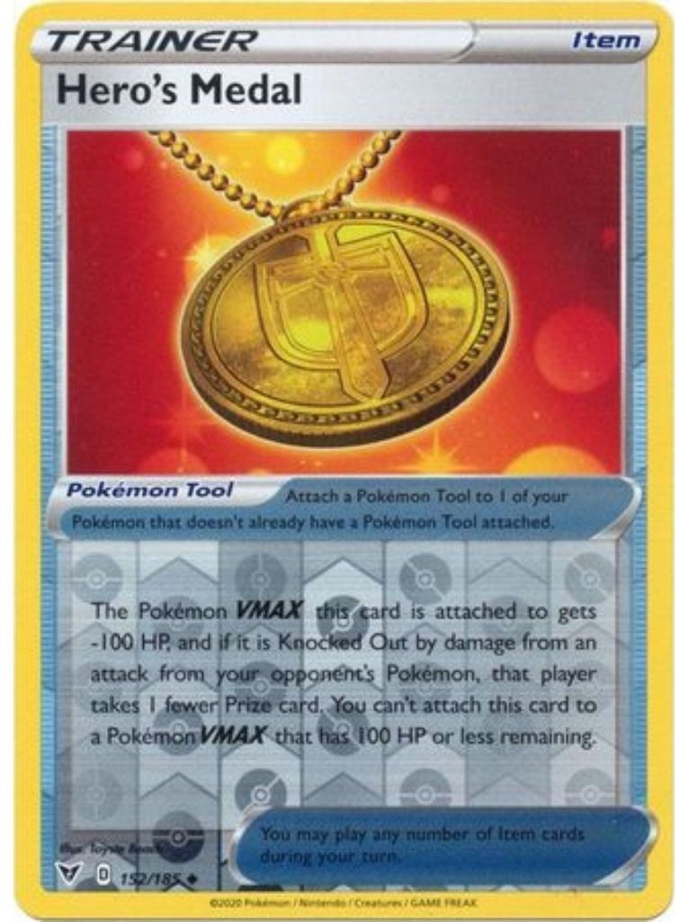 (152/185) Hero's Medal Uncommon Reverse Holo - Vivid Voltage - Card Croc