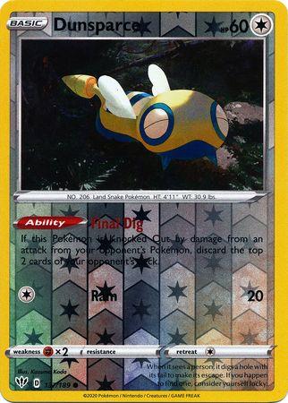 (137/189) Dunsparce Common Reverse Holo - Darkness Ablaze - Card Croc