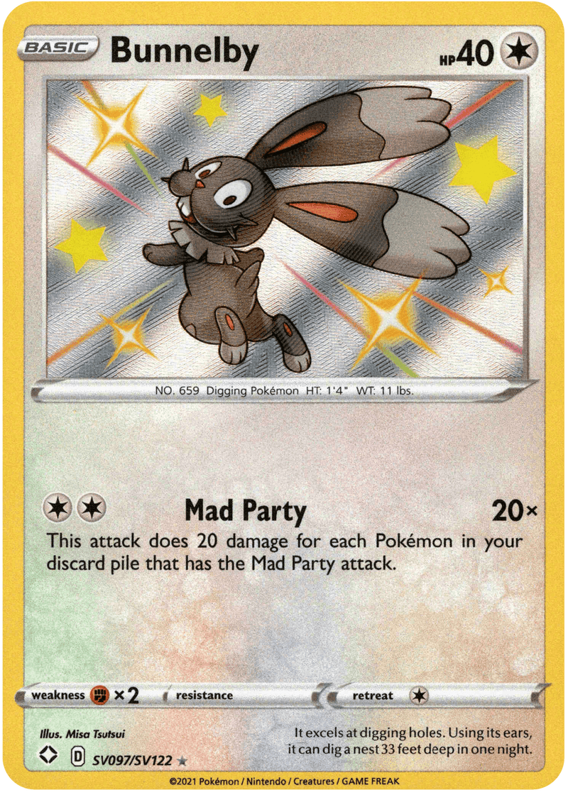 (097/122) Bunnelby - Shining Fates Holo - Card Croc