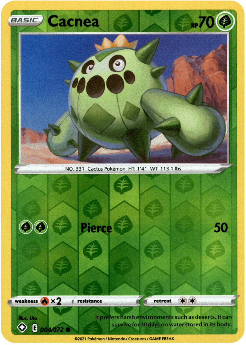 (004/072) Cacnea - Shining Fates Reverse Holo - Card Croc