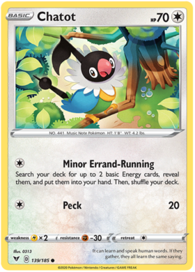 (139/185) Chatot Common - Vivid Voltage - Card Croc