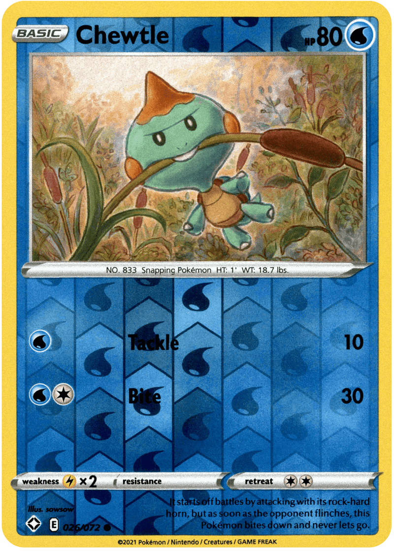 (026/072) Chewtle - Shining Fates Reverse Holo - Card Croc