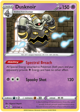 (071/185) Dusknoir Holo Rare - Vivid Voltage - Card Croc