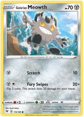 (112/185) Galarian Meowth Common - Vivid Voltage - Card Croc