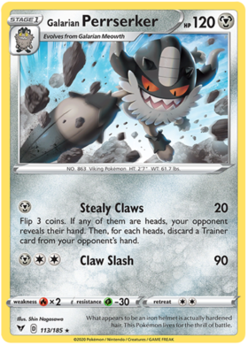 (113/185) Galarian Perrserker Rare - Vivid Voltage - Card Croc