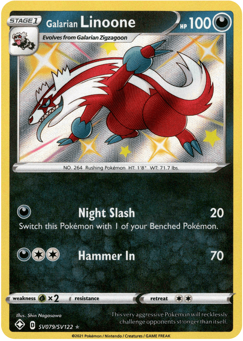 (079/122) Galarian Linoone - Shining Fates Holo - Card Croc