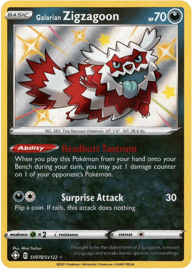 (078/122) Galarian Zigzagoon - Shining Fates Holo - Card Croc