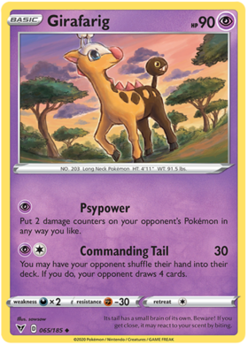 (065/185) Girafarig Uncommon - Vivid Voltage - Card Croc