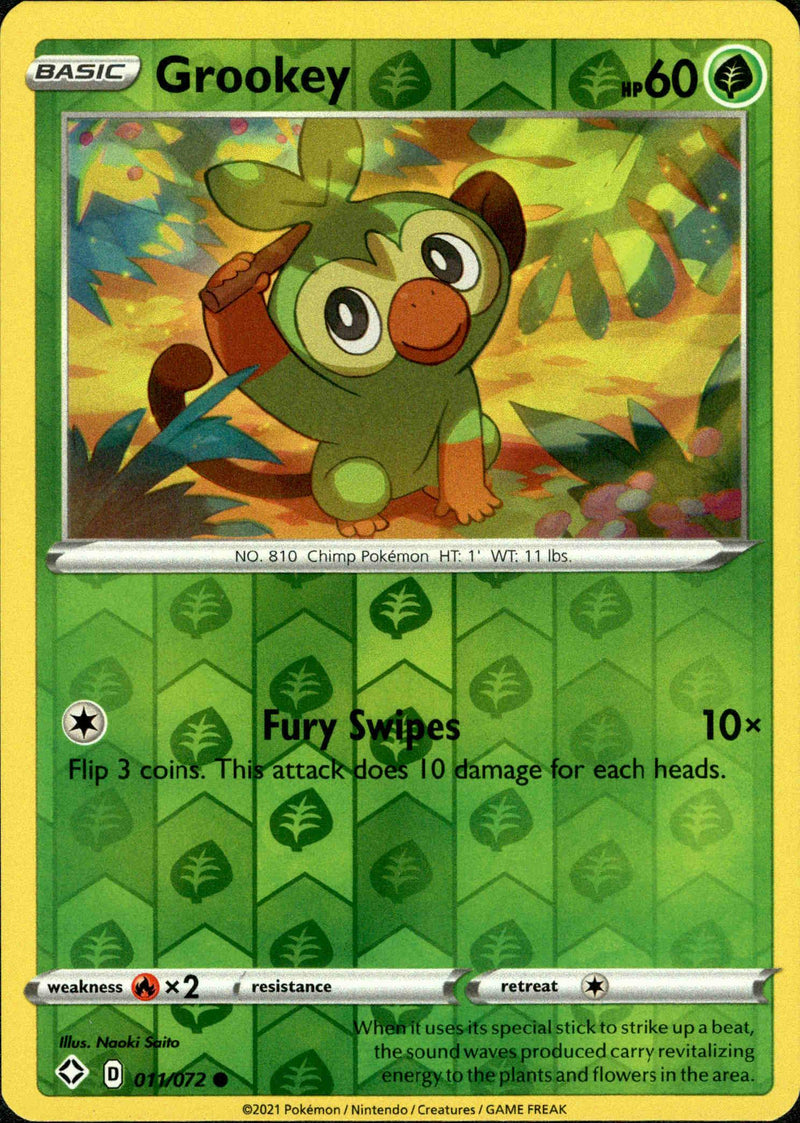 (011/072) Grookey - Shining Fates Reverse Holo - Card Croc