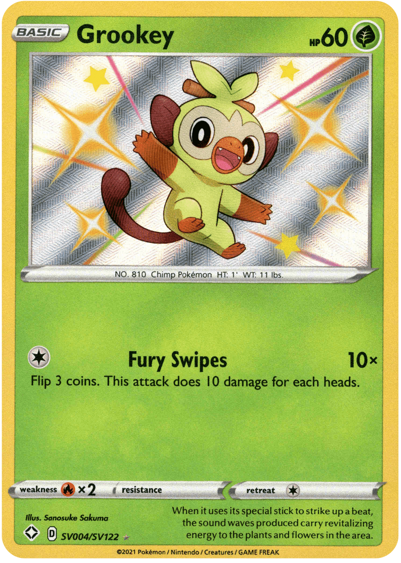 (004/122) Grookey - Shining Fates Holo - Card Croc