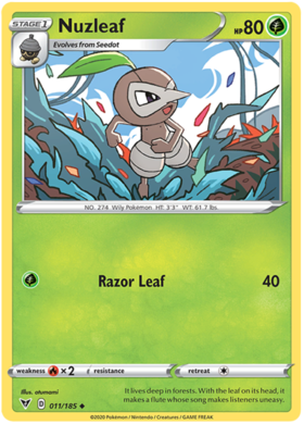 (011/185) Nuzleaf Uncommon - Vivid Voltage - Card Croc