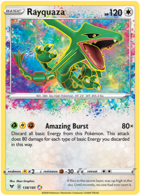 (138/185) Rayquaza Amazing Holo Rare - Vivid Voltage - Card Croc