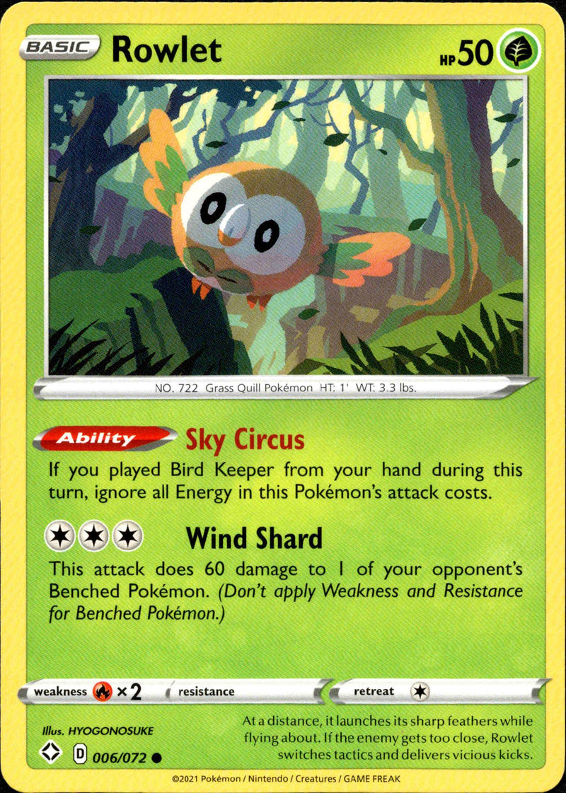 (006/072) Rowlet - Shining Fates - Card Croc