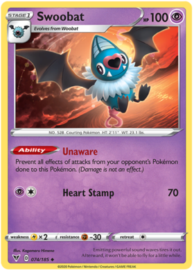 (074/185) Swoobat Uncommon - Vivid Voltage - Card Croc