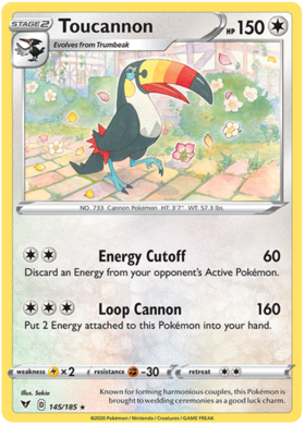 (145/185) Toucannon Rare - Vivid Voltage - Card Croc