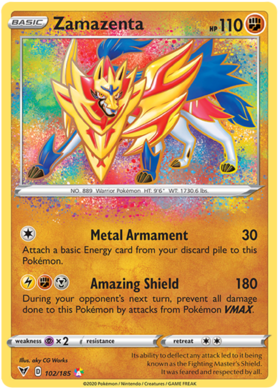 (102/185) Zamazenta Amazing Holo Rare - Vivid Voltage - Card Croc