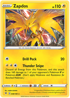 (048/185) Zapdos Holo Rare - Vivid Voltage - Card Croc