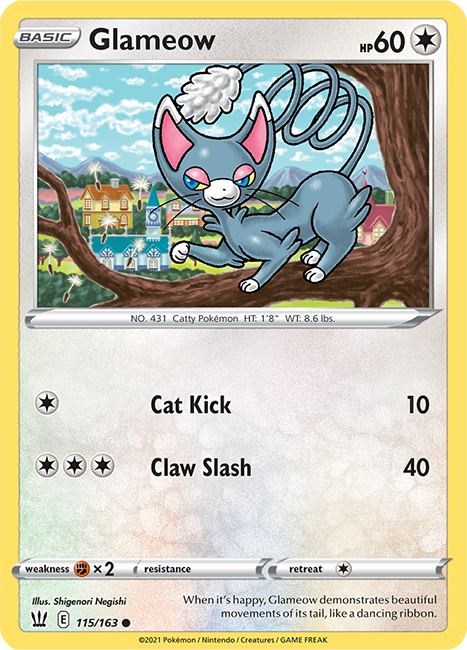 (115/163) Glameow Common - Battle Styles - Card Croc