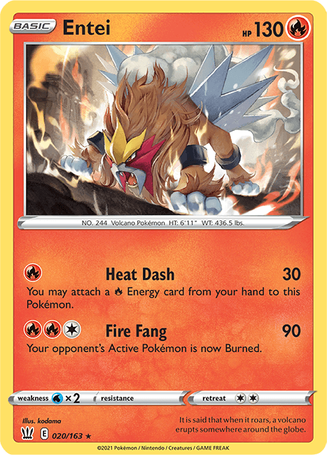 (020/163) Entei Holo Rare - Battle Styles - Card Croc