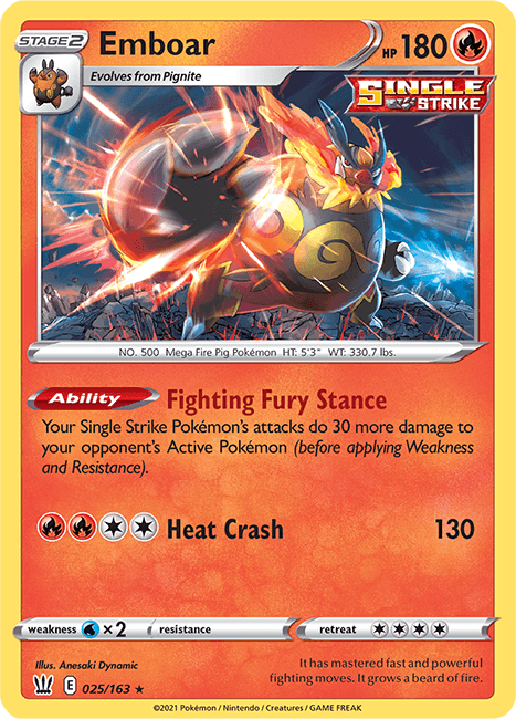 (025/163) Emboar Holo Rare - Battle Styles - Card Croc