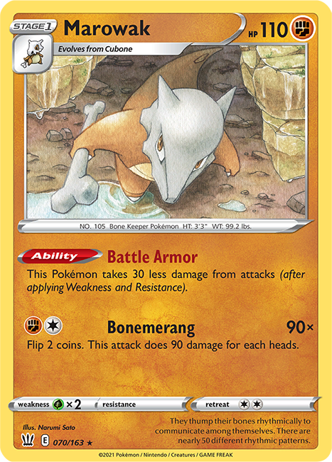 (070/163) Marowak Rare - Battle Styles - Card Croc