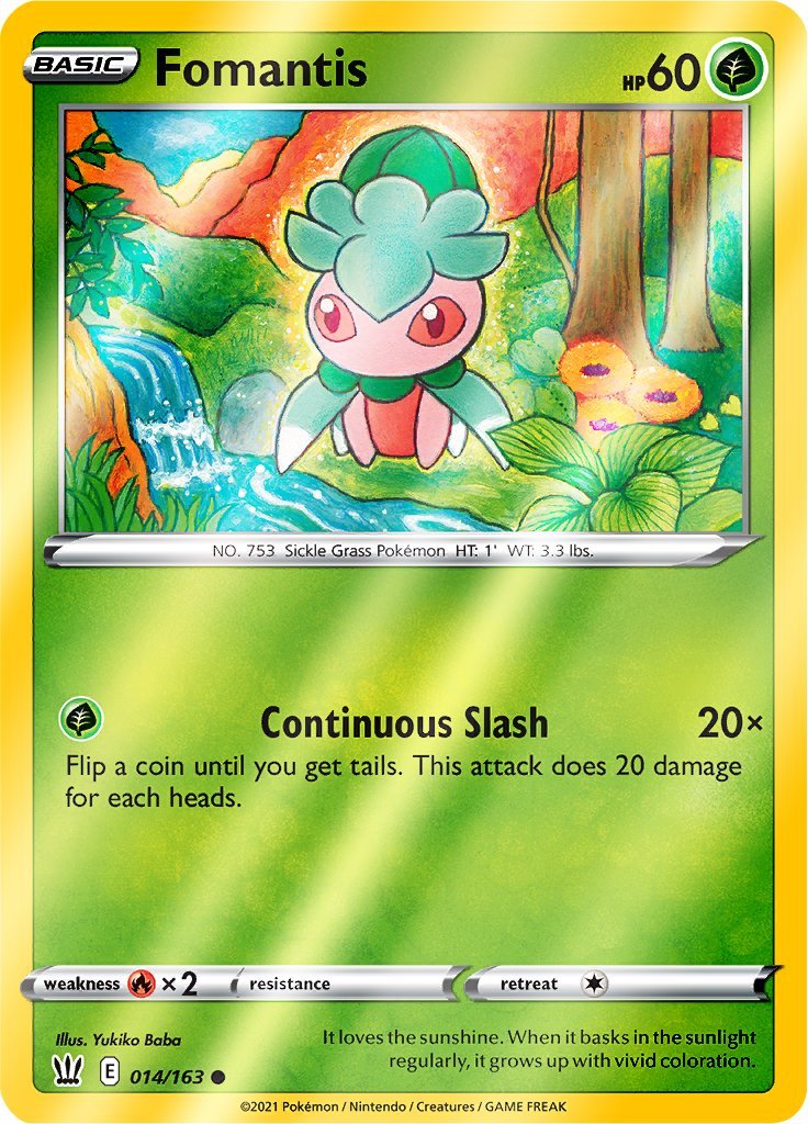 (014/163) Fomantis Common Reverse Holo - Battle Styles - Card Croc