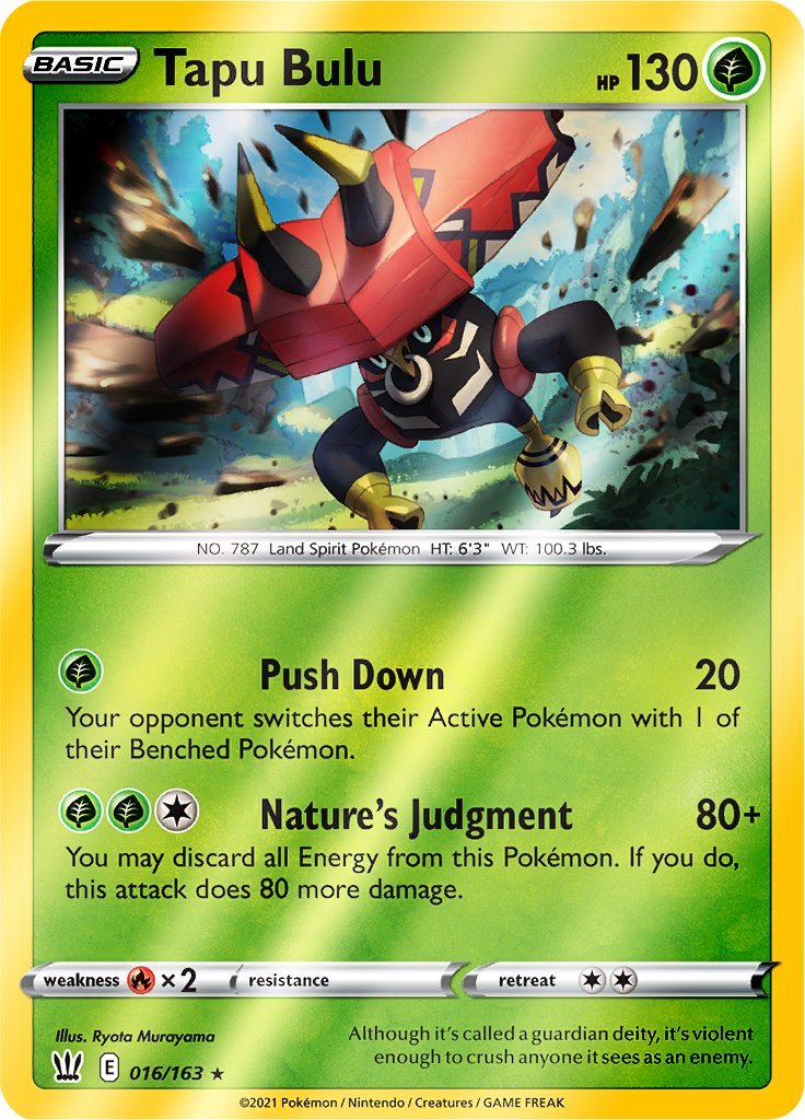 (016/163) Tapu Bulu Holo Reverse Holo - Battle Styles - Card Croc