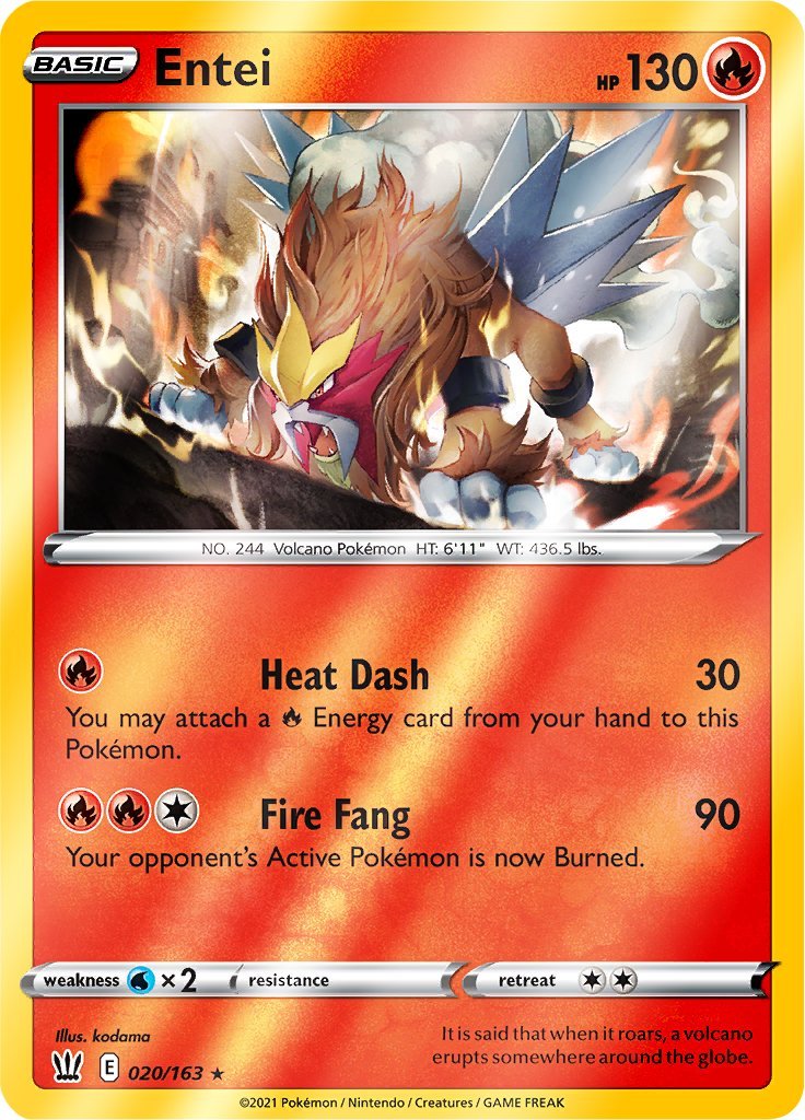 (020/163) Entei Reverse Holo - Battle Styles - Card Croc