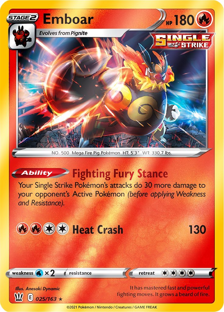 (025/163) Emboar Reverse Holo - Battle Styles - Card Croc