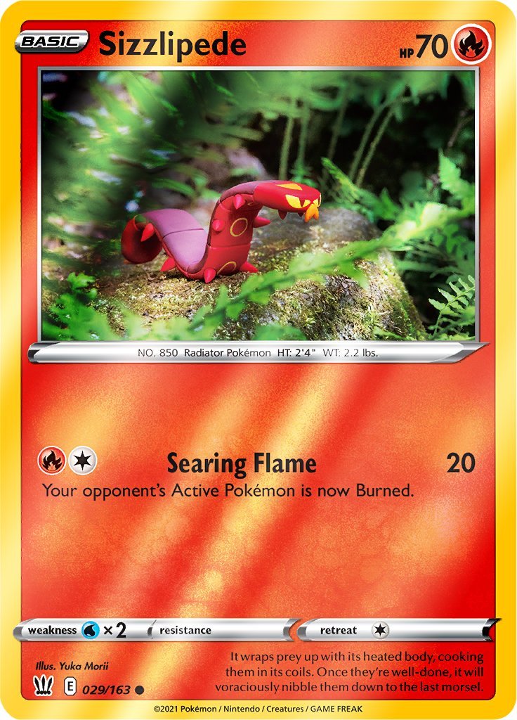 (029/163) Sizzlipede Reverse Holo - Battle Styles - Card Croc