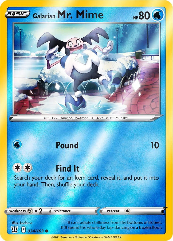 (034/163) Galarian Mr Mime Reverse Holo - Battle Styles - Card Croc