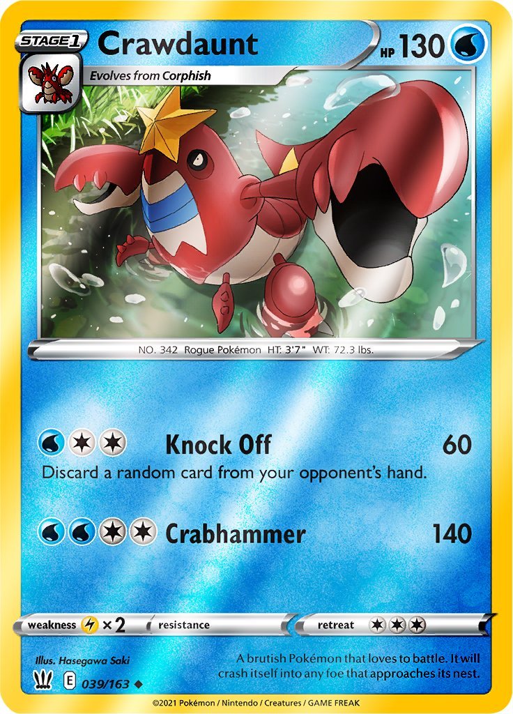 (039/163) Crawdaunt Reverse Holo - Battle Styles - Card Croc