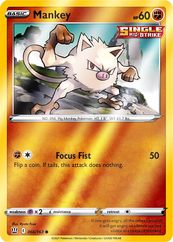 (066/163) Mankey Reverse Holo - Battle Styles - Card Croc