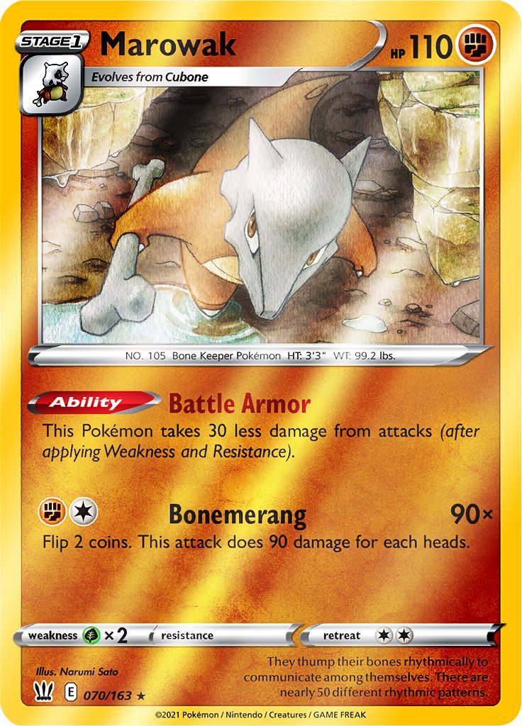 (070/163) Marowak Reverse Holo - Battle Styles - Card Croc