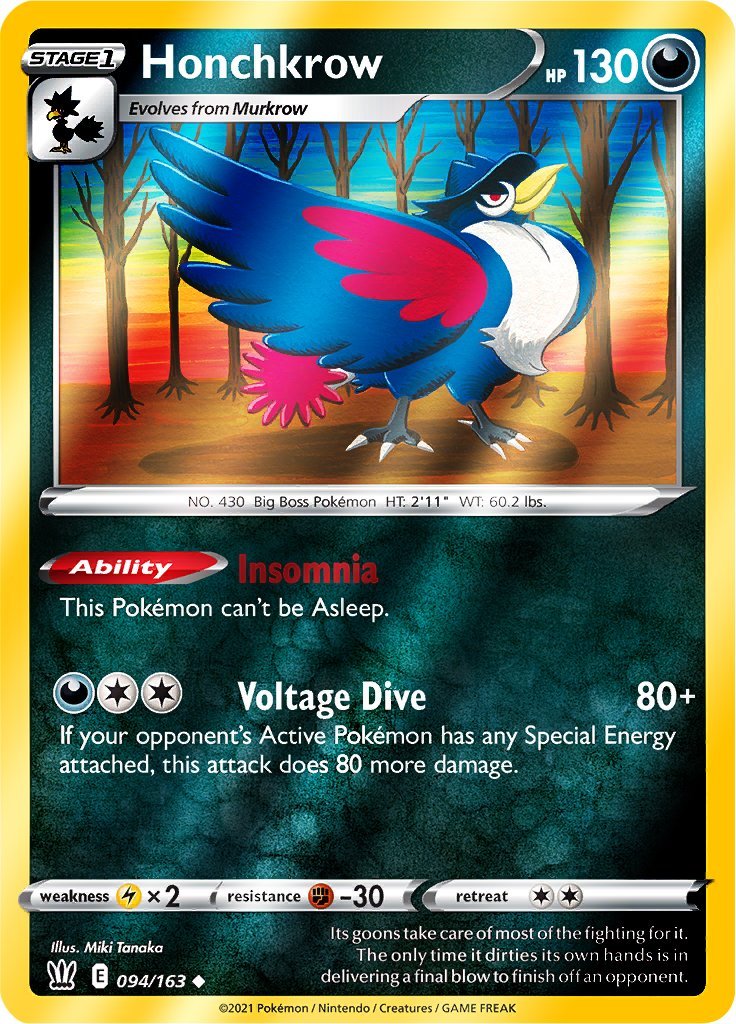 (094/163) Honchkrow Reverse Holo - Battle Styles - Card Croc