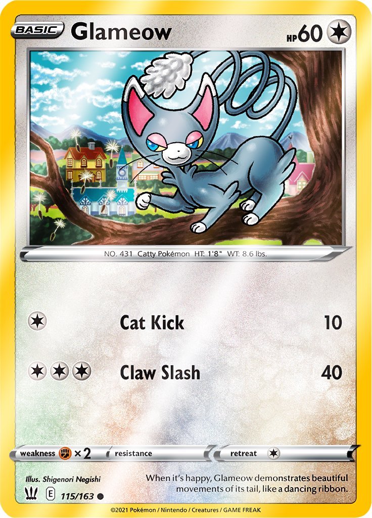 (115/163) Glameow Reverse Holo - Battle Styles - Card Croc