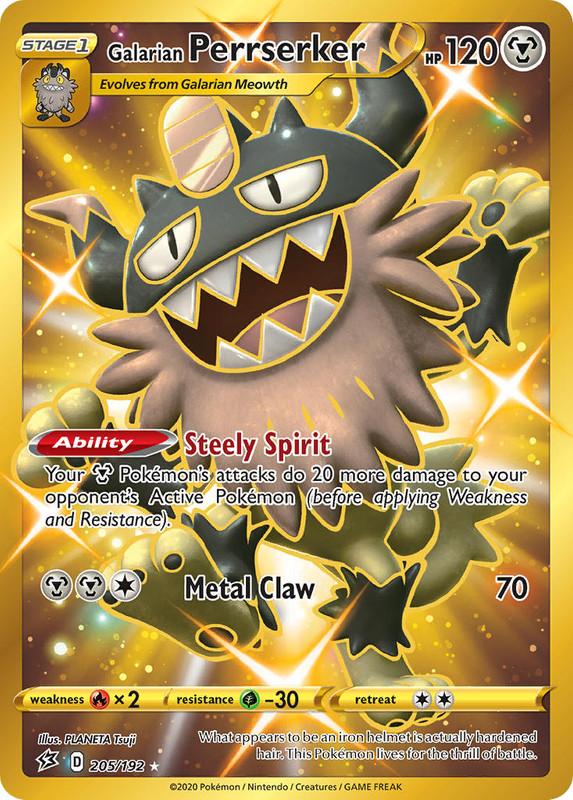 (205/192) Galarian Perrserker Secret Rare Gold - Rebel Clash - Card Croc