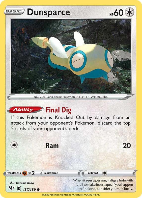 (137/189) Dunsparce Common - Darkness Ablaze - Card Croc