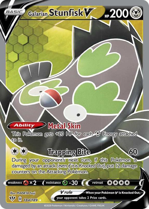 (184/189) Galarian Stunfisk V Full Art Ultra Rare - Darkness Ablaze - Card Croc